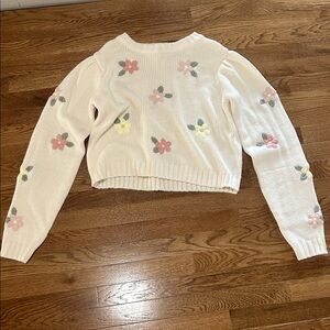 Jessica Simpson Floral Embroidered Cream Sweater